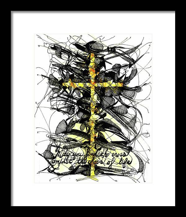 Chaos Order Cross 11 - Luminous Yellow - Framed Print