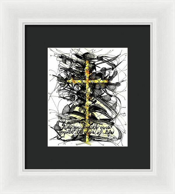 Chaos Order Cross 11 - Luminous Yellow - Framed Print