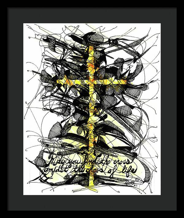 Chaos Order Cross 11 - Luminous Yellow - Framed Print