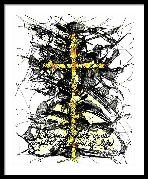 Chaos Order Cross 11 - Luminous Yellow - Framed Print