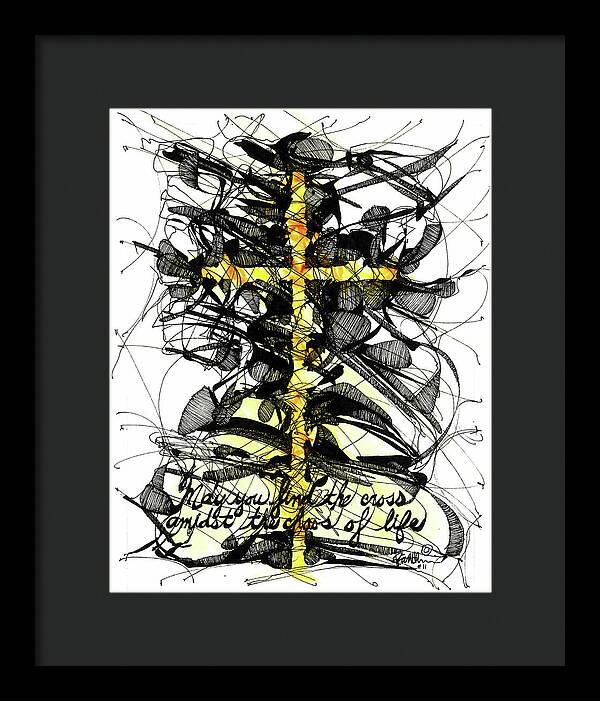 Chaos Order Cross 11 - Luminous Yellow - Framed Print