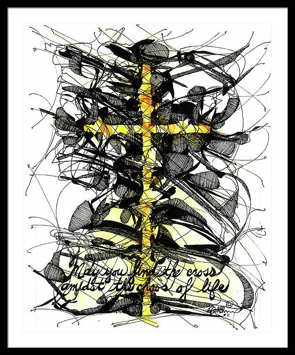 Chaos Order Cross 11 - Luminous Yellow - Framed Print