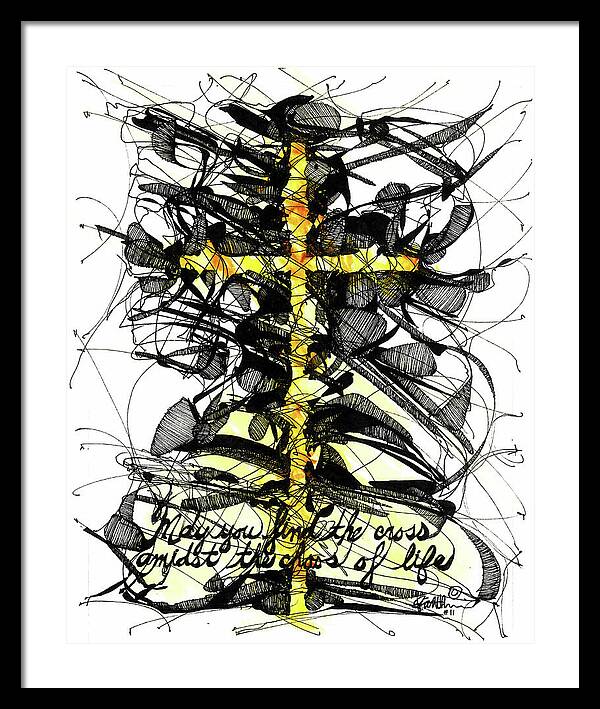 Chaos Order Cross 11 - Luminous Yellow - Framed Print