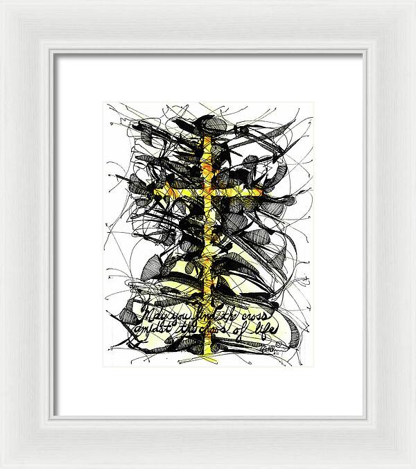 Chaos Order Cross 11 - Luminous Yellow - Framed Print