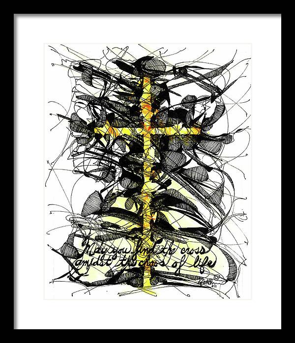 Chaos Order Cross 11 - Luminous Yellow - Framed Print