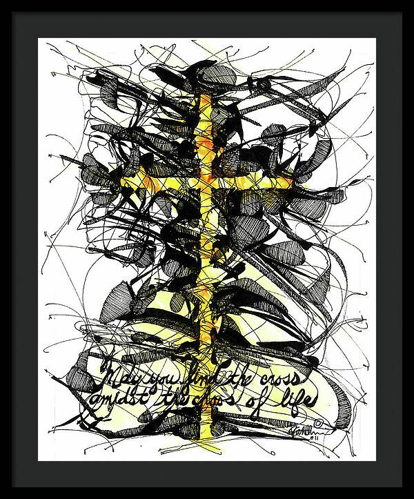 Chaos Order Cross 11 - Luminous Yellow - Framed Print
