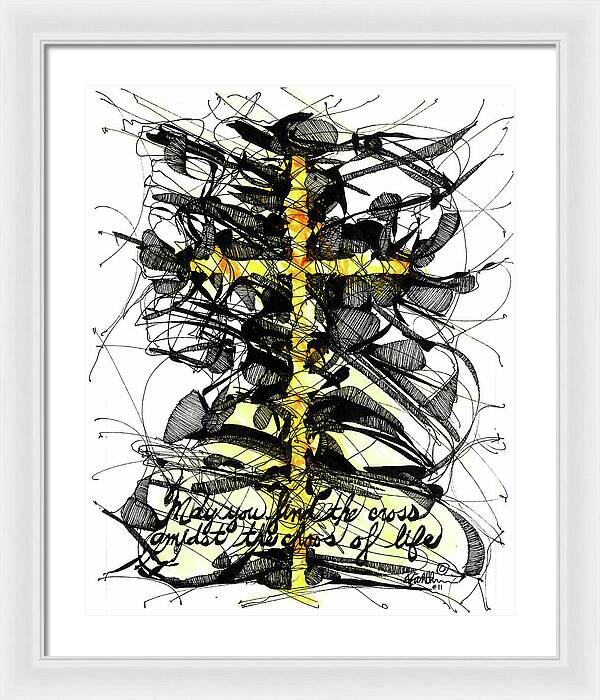 Chaos Order Cross 11 - Luminous Yellow - Framed Print