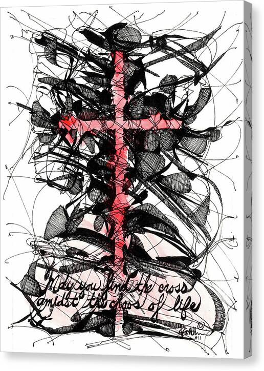 Chaos Order Cross 11 - Sorrowful Red - Canvas Print