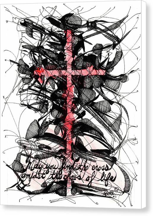 Chaos Order Cross 11 - Sorrowful Red - Canvas Print