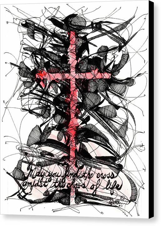 Chaos Order Cross 11 - Sorrowful Red - Canvas Print