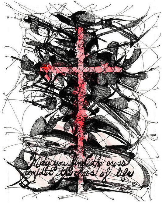 Chaos Order Cross 11 - Sorrowful Red - Art Print