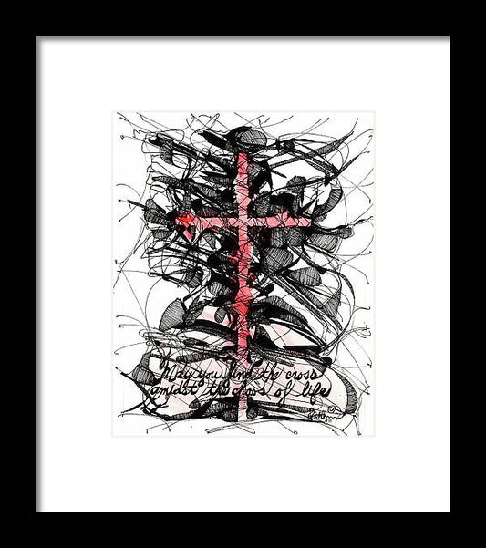 Chaos Order Cross 11 - Sorrowful Red - Framed Print