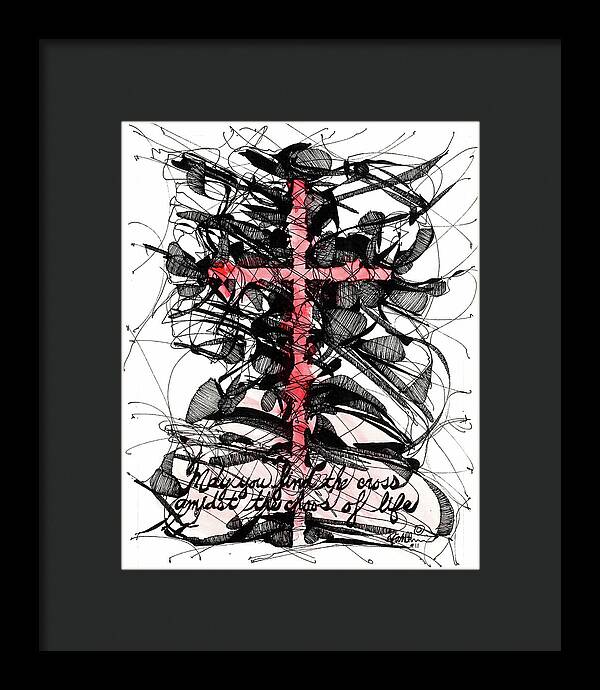 Chaos Order Cross 11 - Sorrowful Red - Framed Print