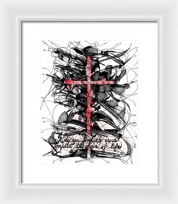 Chaos Order Cross 11 - Sorrowful Red - Framed Print