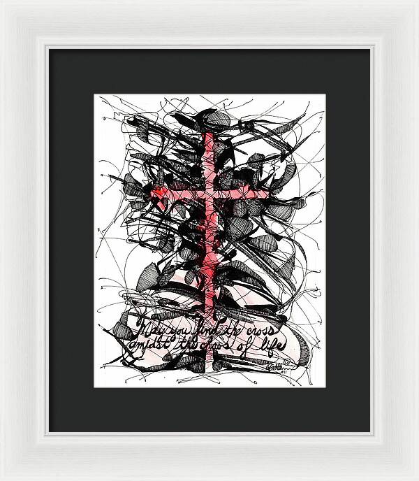 Chaos Order Cross 11 - Sorrowful Red - Framed Print