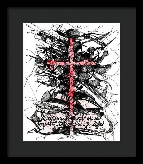 Chaos Order Cross 11 - Sorrowful Red - Framed Print