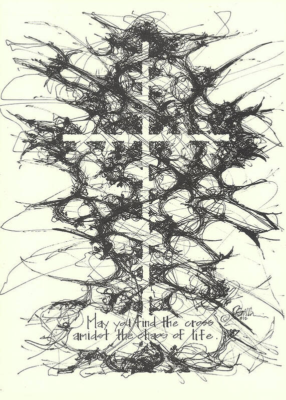 Chaos Order Cross 12 - Black and White - Art Print
