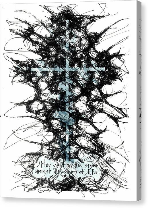 Chaos Order Cross 12 - Glorious Blue - Canvas Print
