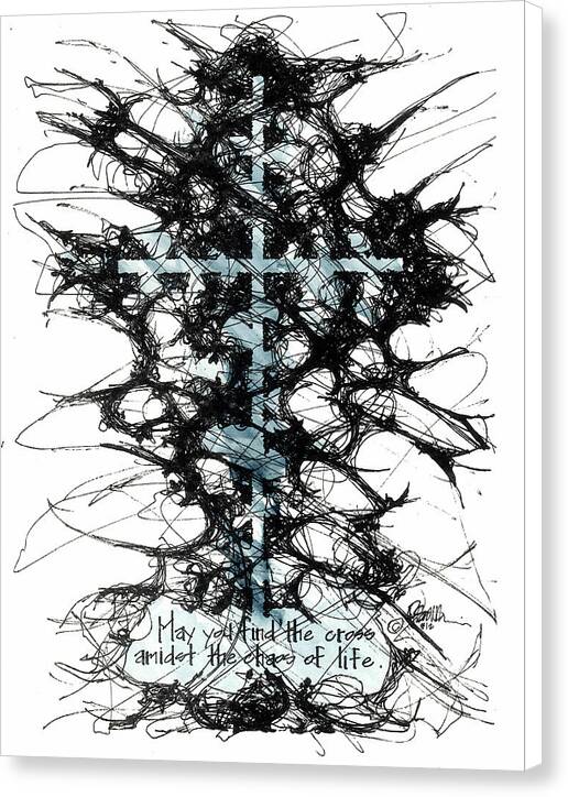 Chaos Order Cross 12 - Glorious Blue - Canvas Print