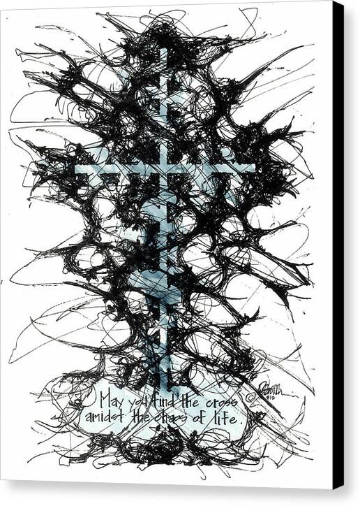 Chaos Order Cross 12 - Glorious Blue - Canvas Print
