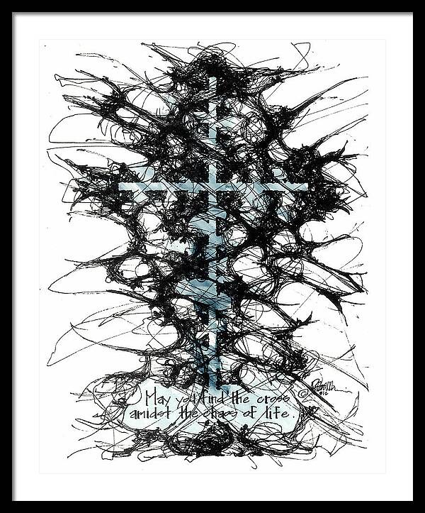 Chaos Order Cross 12 - Glorious Blue - Framed Print