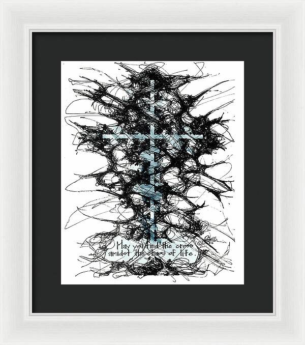 Chaos Order Cross 12 - Glorious Blue - Framed Print