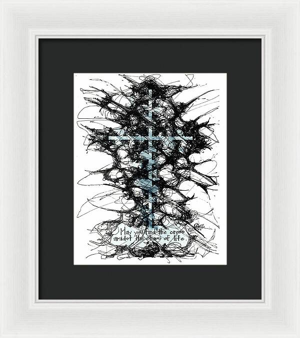 Chaos Order Cross 12 - Glorious Blue - Framed Print