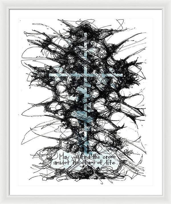 Chaos Order Cross 12 - Glorious Blue - Framed Print