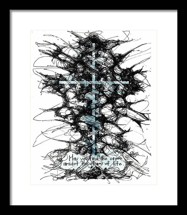 Chaos Order Cross 12 - Glorious Blue - Framed Print