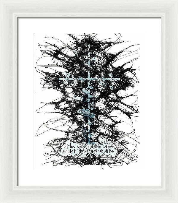 Chaos Order Cross 12 - Glorious Blue - Framed Print