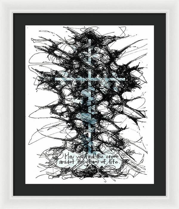 Chaos Order Cross 12 - Glorious Blue - Framed Print