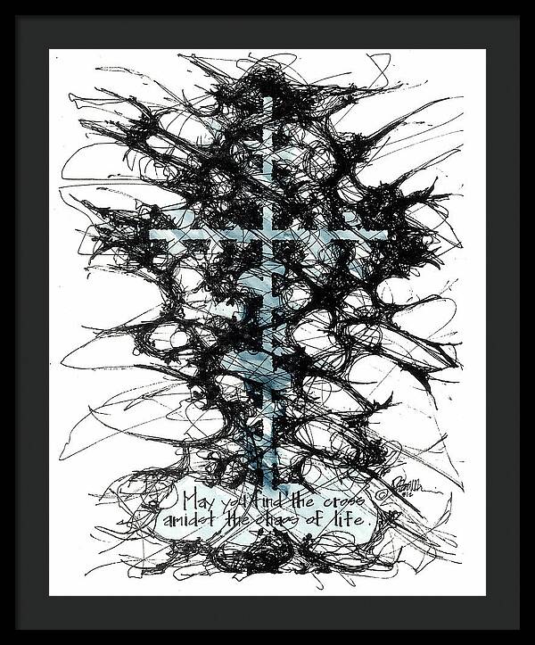Chaos Order Cross 12 - Glorious Blue - Framed Print