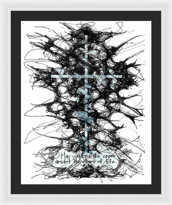Chaos Order Cross 12 - Glorious Blue - Framed Print