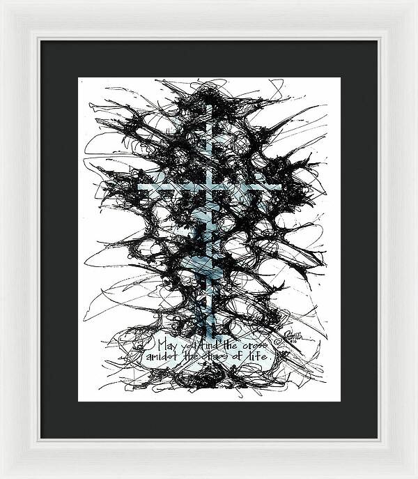 Chaos Order Cross 12 - Glorious Blue - Framed Print