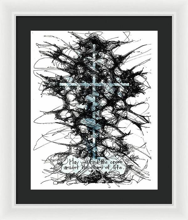 Chaos Order Cross 12 - Glorious Blue - Framed Print