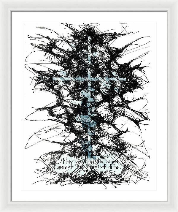 Chaos Order Cross 12 - Glorious Blue - Framed Print