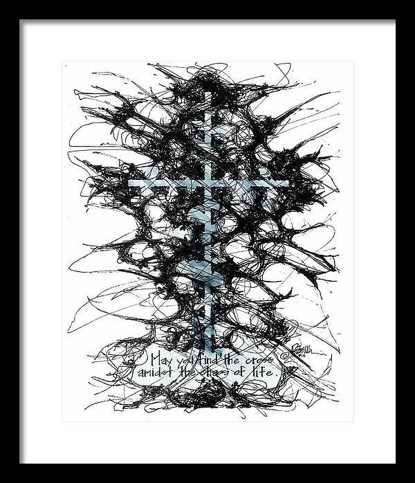 Chaos Order Cross 12 - Glorious Blue - Framed Print