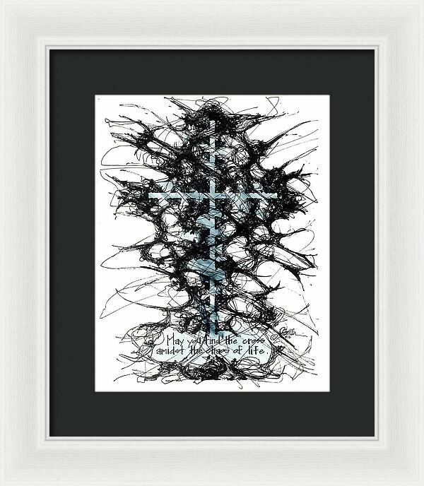 Chaos Order Cross 12 - Glorious Blue - Framed Print