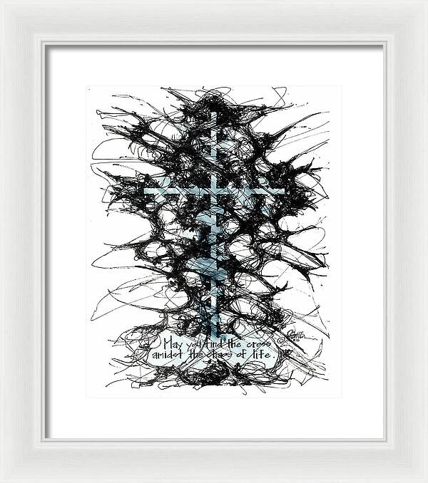 Chaos Order Cross 12 - Glorious Blue - Framed Print
