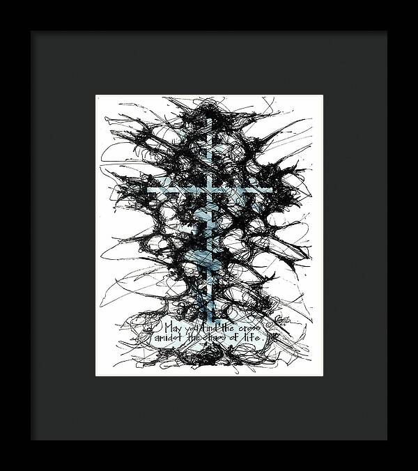 Chaos Order Cross 12 - Glorious Blue - Framed Print