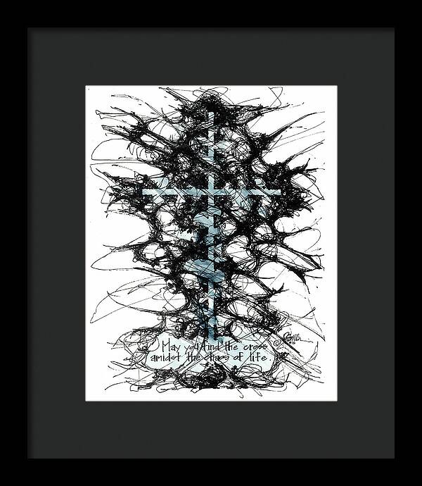 Chaos Order Cross 12 - Glorious Blue - Framed Print
