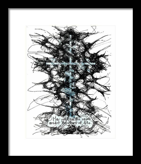 Chaos Order Cross 12 - Glorious Blue - Framed Print