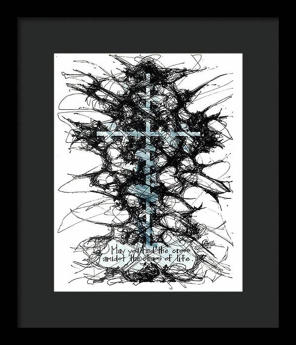 Chaos Order Cross 12 - Glorious Blue - Framed Print