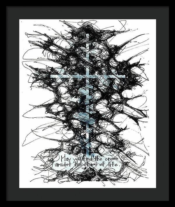 Chaos Order Cross 12 - Glorious Blue - Framed Print