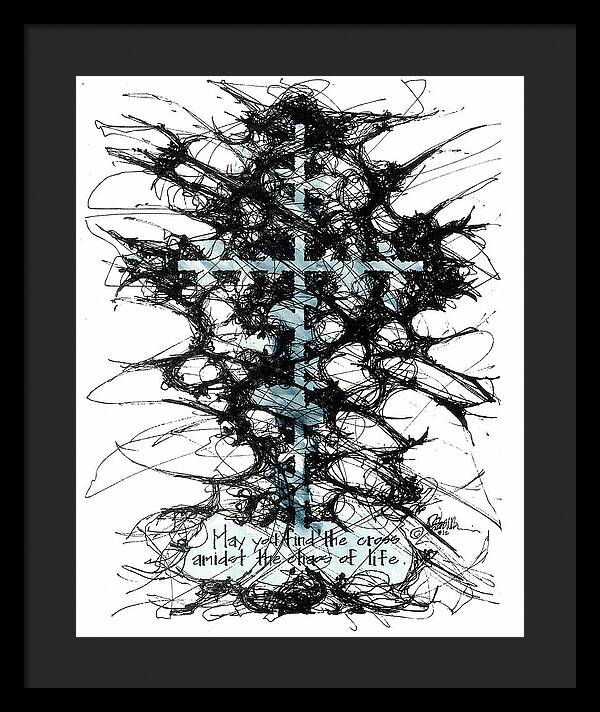 Chaos Order Cross 12 - Glorious Blue - Framed Print