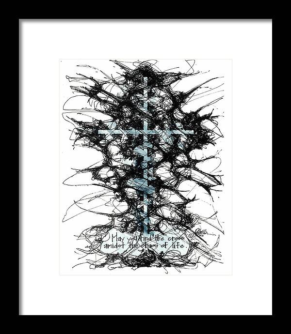 Chaos Order Cross 12 - Glorious Blue - Framed Print