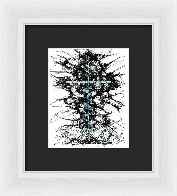 Chaos Order Cross 12 - Glorious Blue - Framed Print