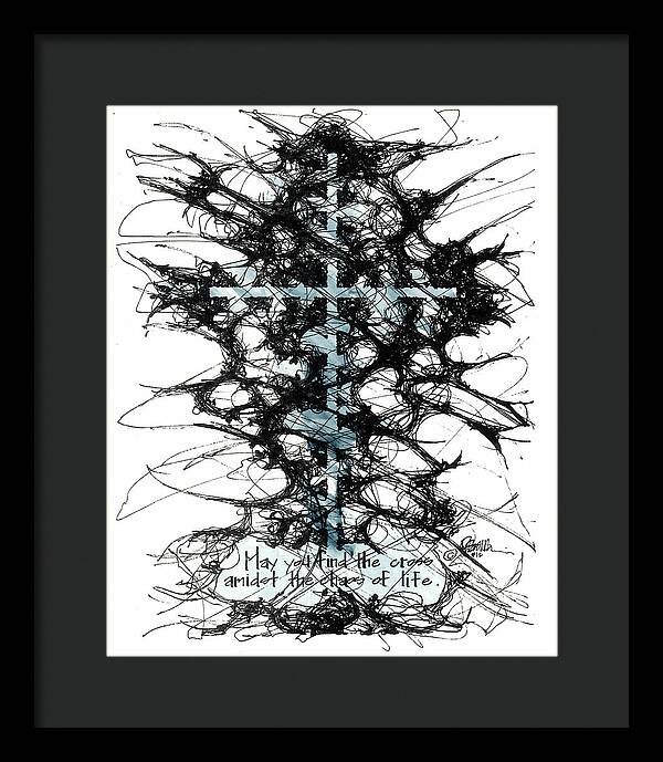 Chaos Order Cross 12 - Glorious Blue - Framed Print