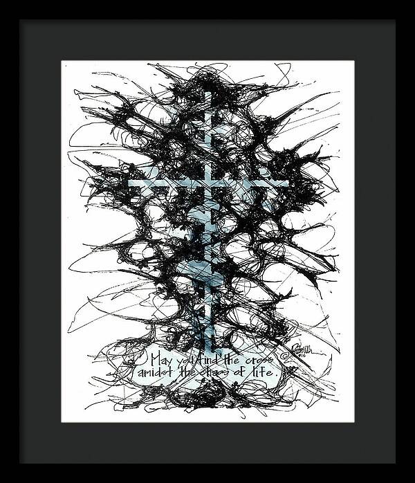 Chaos Order Cross 12 - Glorious Blue - Framed Print