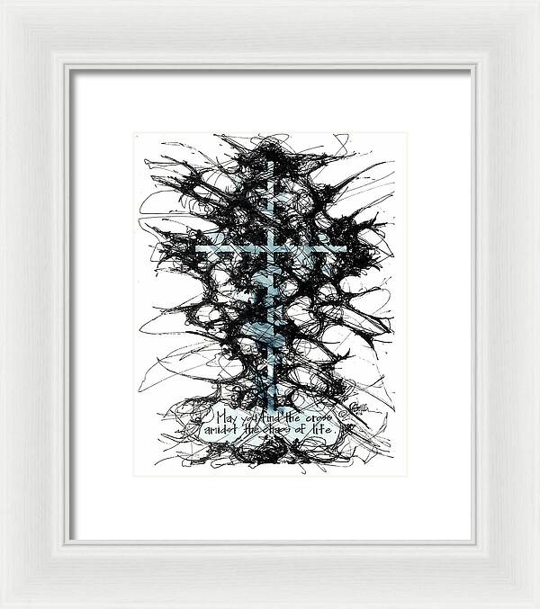 Chaos Order Cross 12 - Glorious Blue - Framed Print